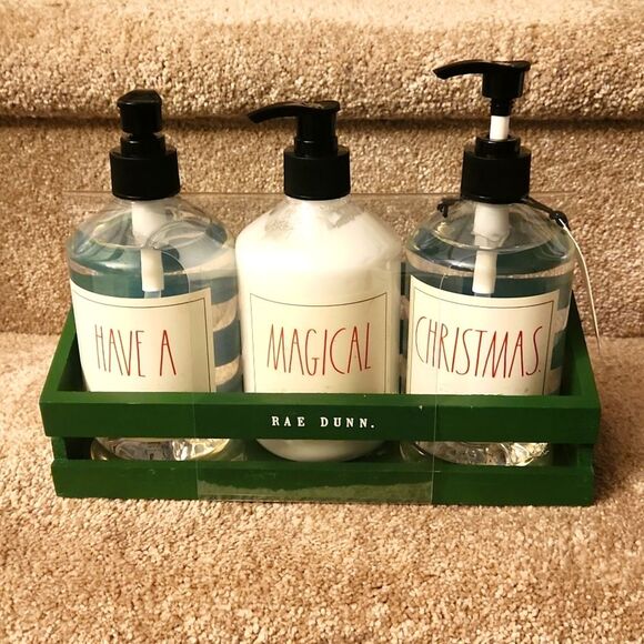 Rae Dunn "Have A Merry Christmas" Soaps & Lotion Trio in Christmas Tree NEW